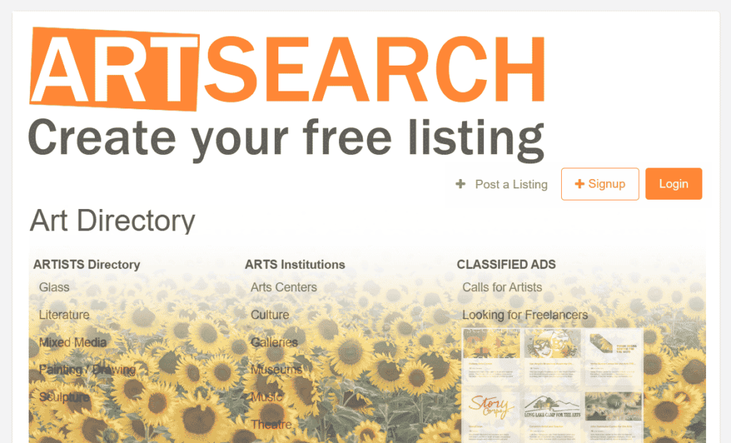 Submit your listing free to ART Directory